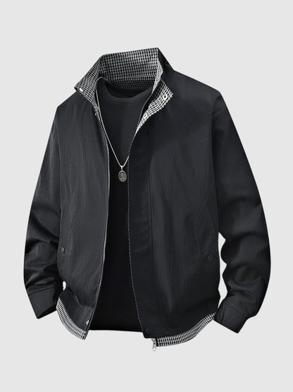 Men's plaid lapel paneled versatile casual  plus-size jacket