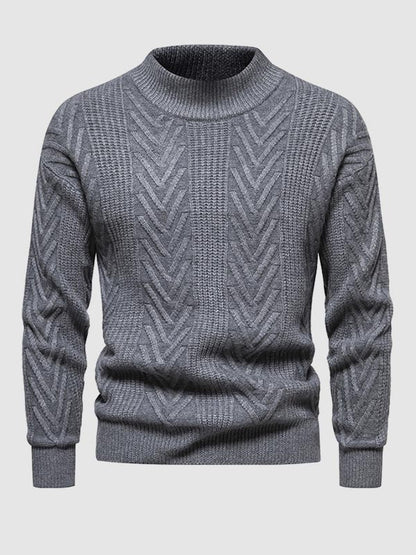 Einfarbiger, lässiger Jacquard-Pullover mit halbem Rollkragen für Herren