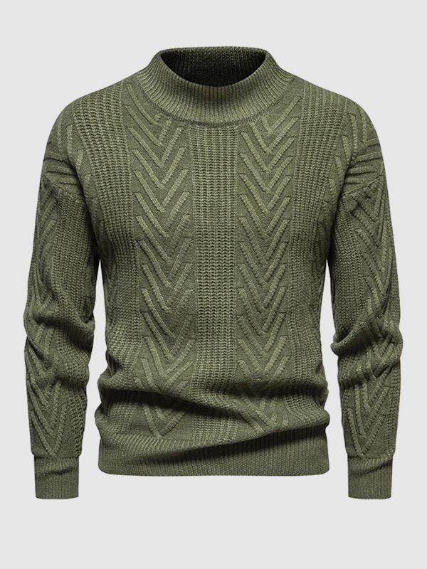 Einfarbiger, lässiger Jacquard-Pullover mit halbem Rollkragen für Herren