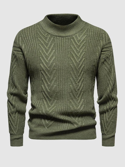 Einfarbiger, lässiger Jacquard-Pullover mit halbem Rollkragen für Herren