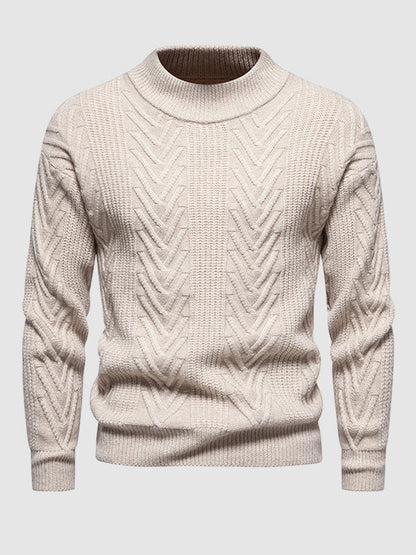 Einfarbiger, lässiger Jacquard-Pullover mit halbem Rollkragen für Herren