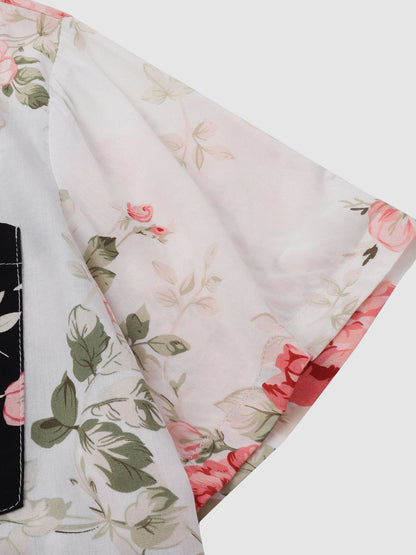 Hawaii-Kurzarmhemd mit Blumen-Patchworkmuster für Herren