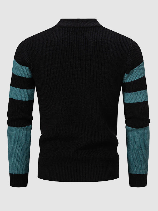 Herrenpullover mit Rundhalsausschnitt und Farbblockdesign