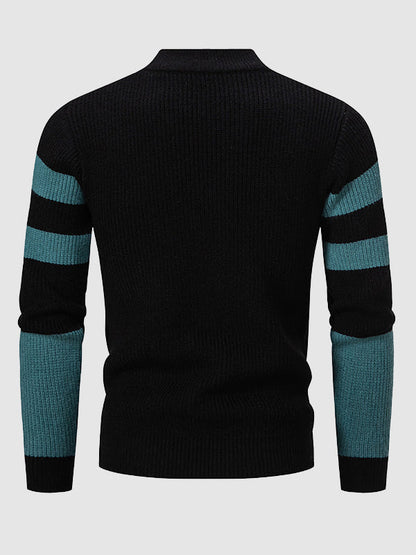 Herrenpullover mit Rundhalsausschnitt und Farbblockdesign