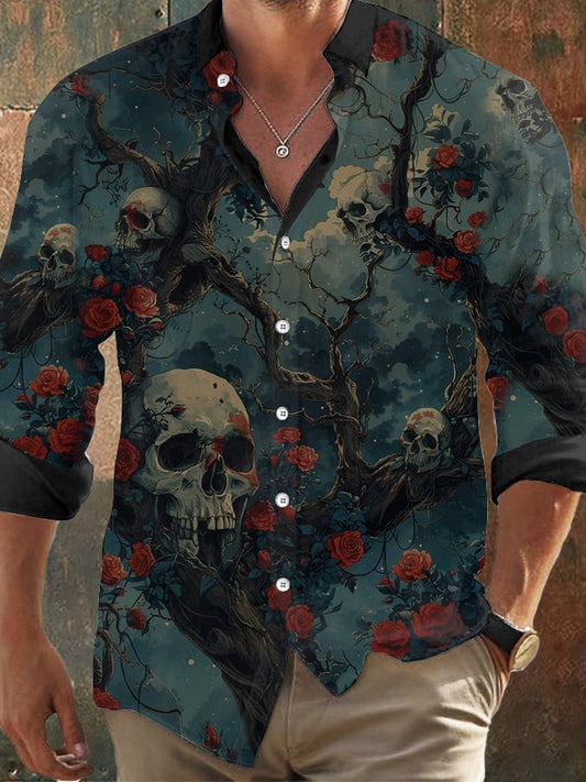 Herren Vintage Skull Faith Langarmhemd 