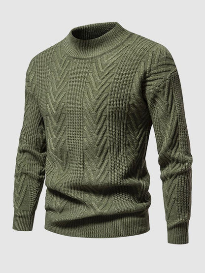 Einfarbiger, lässiger Jacquard-Pullover mit halbem Rollkragen für Herren