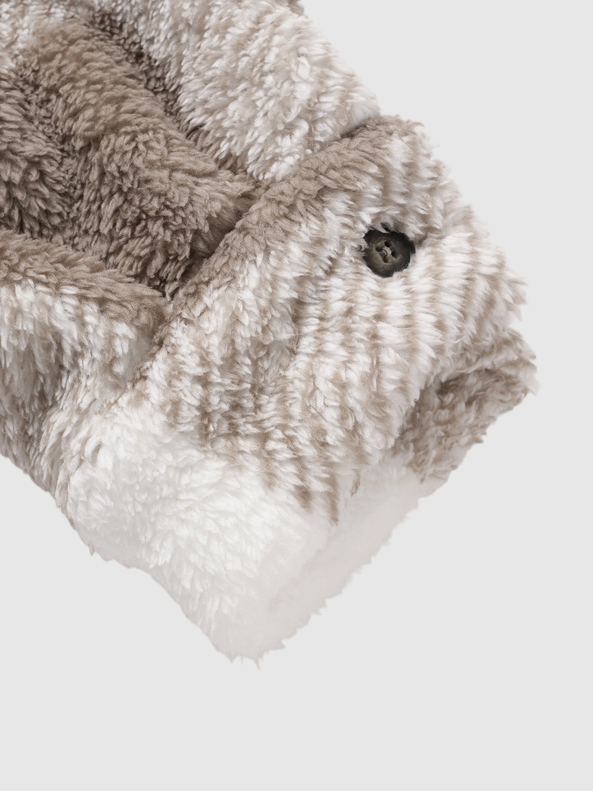 Men's Classic Plaid Fluffy Faux Fur Single Pocket Button Lapel Jacket