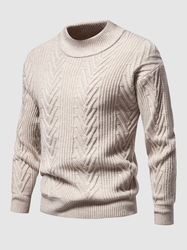 Einfarbiger, lässiger Jacquard-Pullover mit halbem Rollkragen für Herren