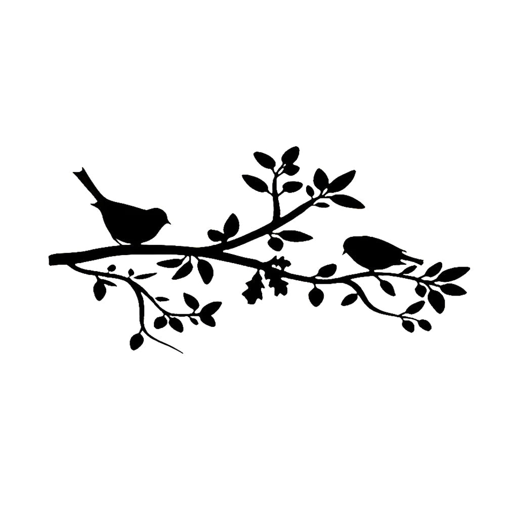2 Pcs Simple Birds On The Tree Stopping Art Silhouette Decorative Wall Metal