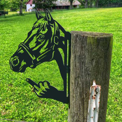 Animal metal art showing middle finger