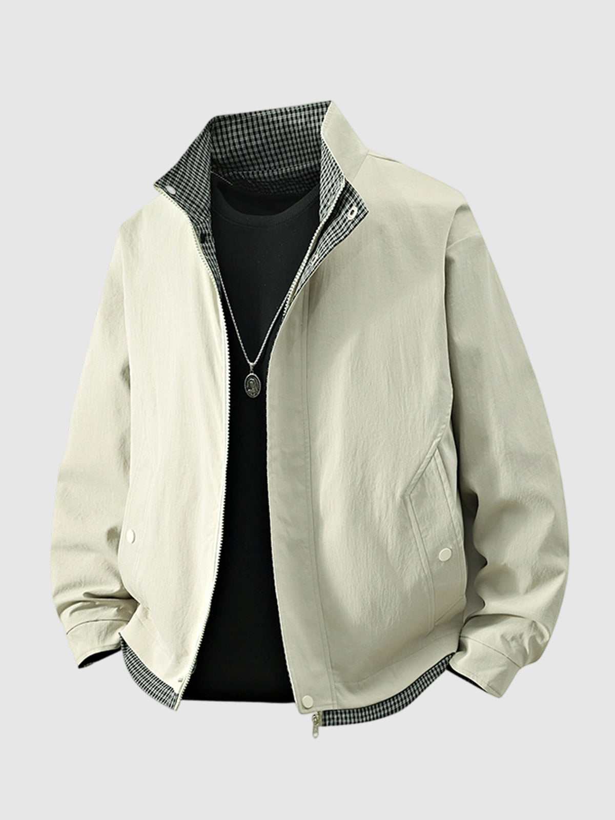 Men's plaid lapel paneled versatile casual  plus-size jacket