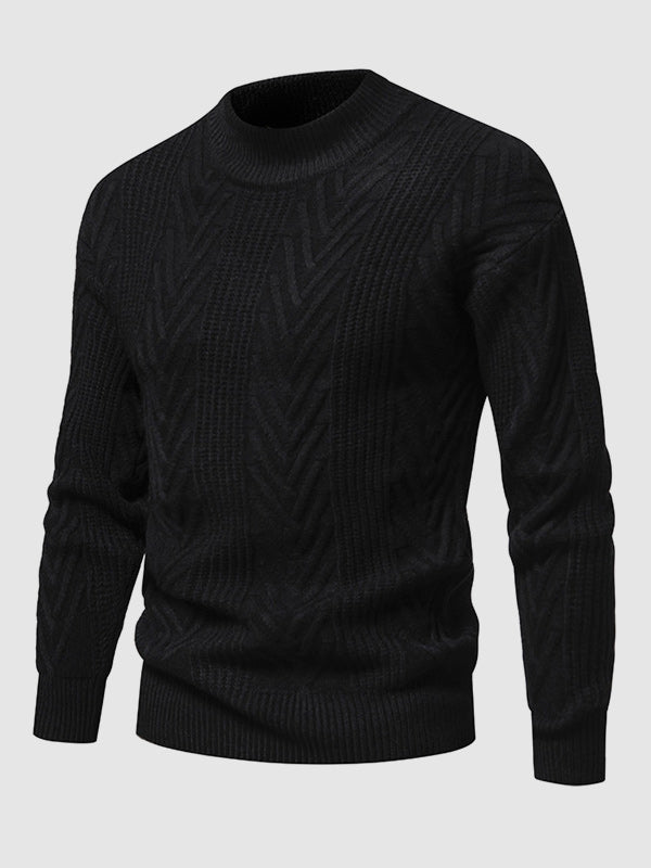 Einfarbiger, lässiger Jacquard-Pullover mit halbem Rollkragen für Herren