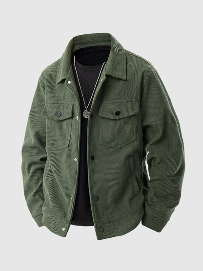 Men's corduroy versatile casual cargo jacket