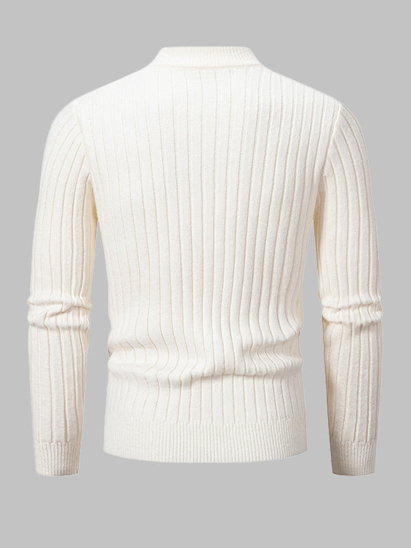 Herrenpullover mit geometrischem Twist und schmalem Stehkragen