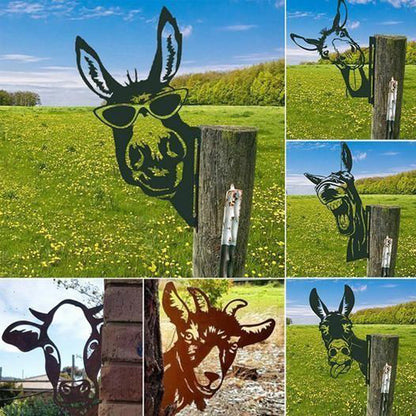 Garden Farm Peep Animals Metal Artwork Decoration