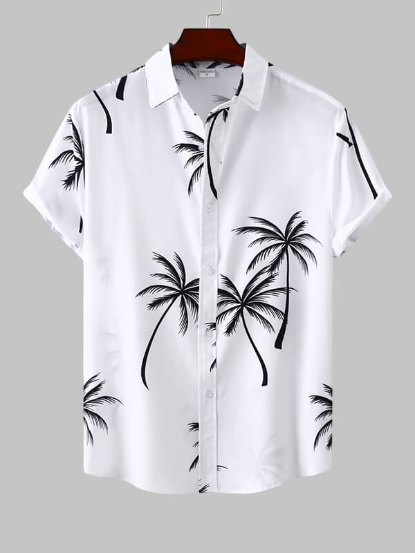 Herren-Resort-Kurzarmhemd mit Hawaii-Blumendruck