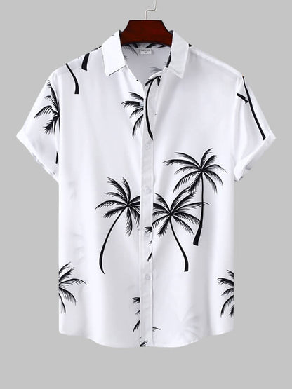 Herren-Resort-Kurzarmhemd mit Hawaii-Blumendruck