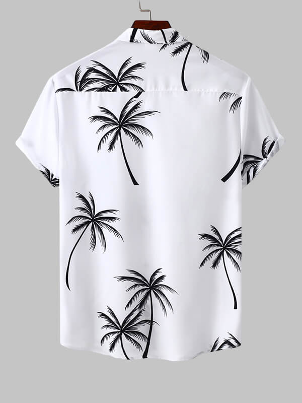 Herren-Resort-Kurzarmhemd mit Hawaii-Blumendruck