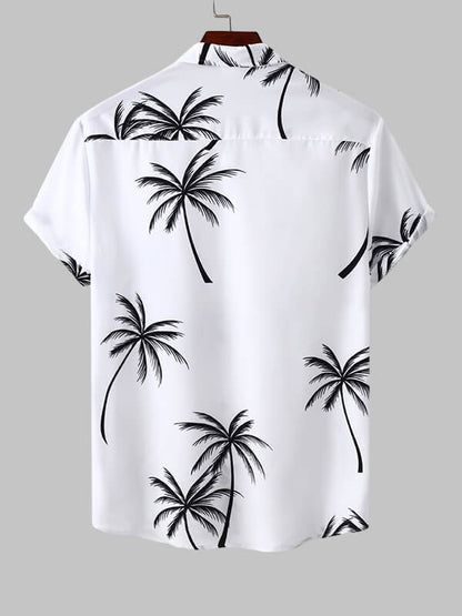 Herren-Resort-Kurzarmhemd mit Hawaii-Blumendruck