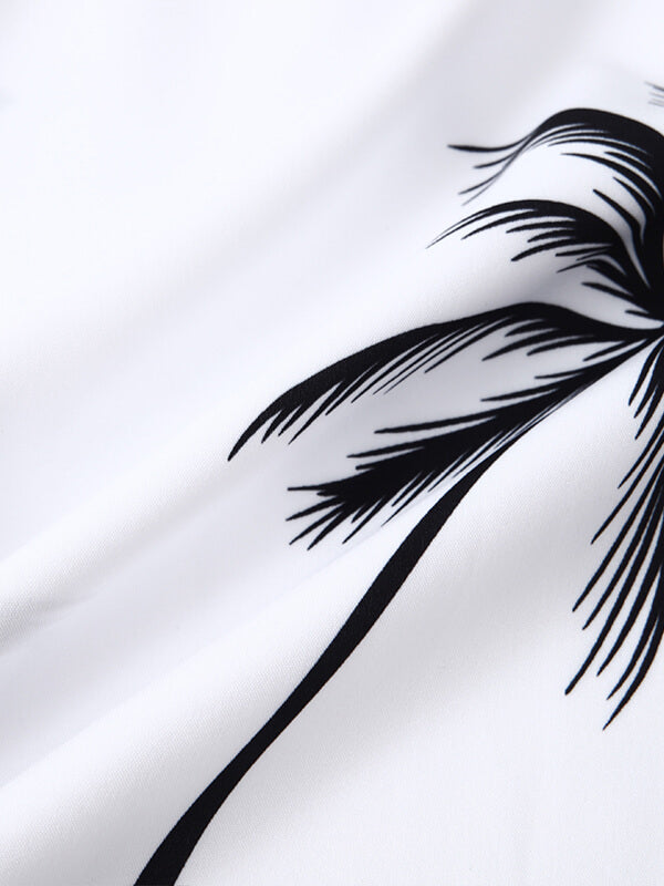 Herren-Resort-Kurzarmhemd mit Hawaii-Blumendruck