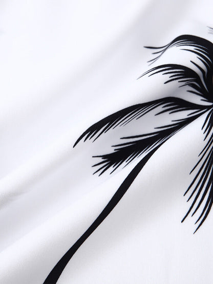 Herren-Resort-Kurzarmhemd mit Hawaii-Blumendruck