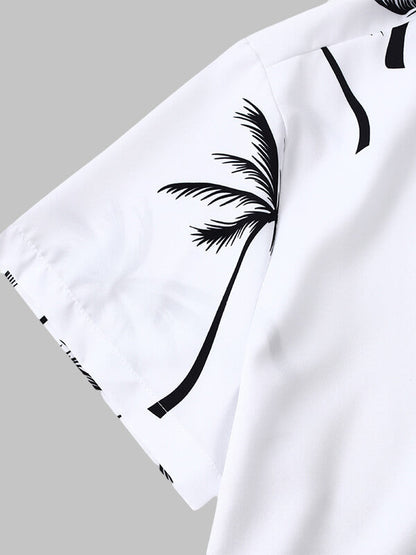 Herren-Resort-Kurzarmhemd mit Hawaii-Blumendruck