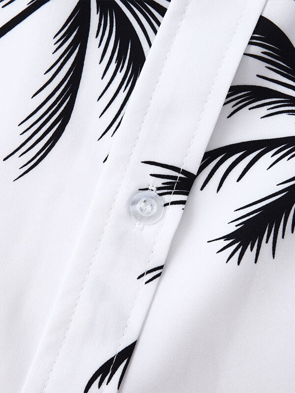 Herren-Resort-Kurzarmhemd mit Hawaii-Blumendruck