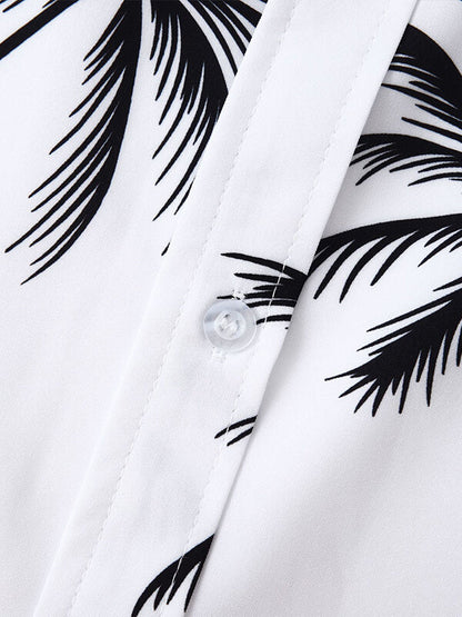 Herren-Resort-Kurzarmhemd mit Hawaii-Blumendruck