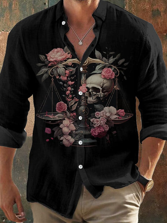 Herren Vintage Skull Faith Langarmhemd 