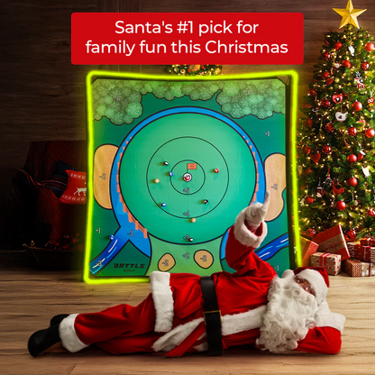 Battle Golf Game - Dual-Sided Mat, Realistic Course Design & Scoring System, Adjustable Height Clubs - Thick Grass-Like Chipping Mat for Indoor/Outdoor Family Golf Activity