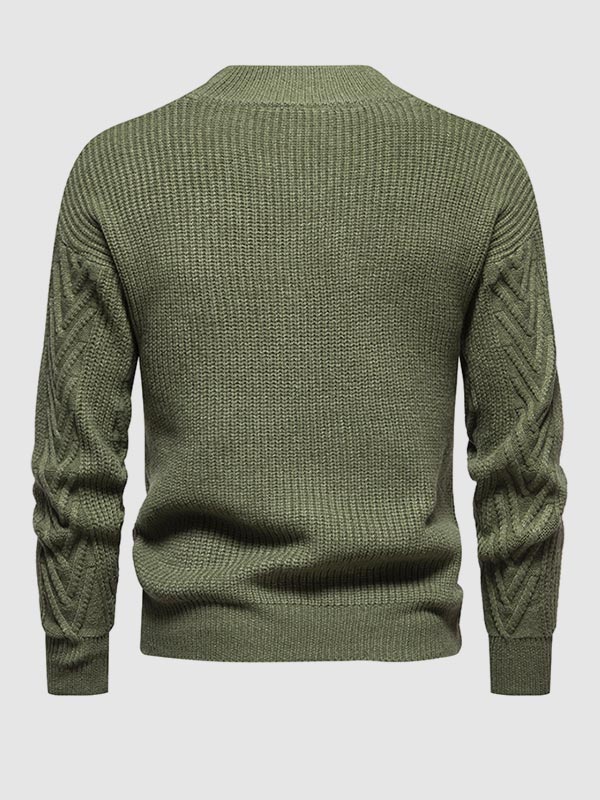 Einfarbiger, lässiger Jacquard-Pullover mit halbem Rollkragen für Herren