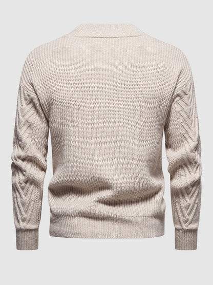 Einfarbiger, lässiger Jacquard-Pullover mit halbem Rollkragen für Herren