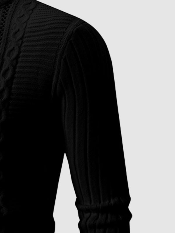 Herrenpullover mit geometrischem Twist und schmalem Stehkragen