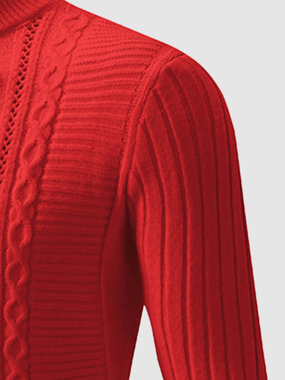 Herrenpullover mit geometrischem Twist und schmalem Stehkragen