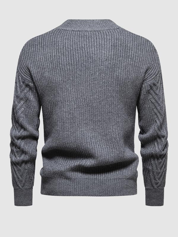 Einfarbiger, lässiger Jacquard-Pullover mit halbem Rollkragen für Herren