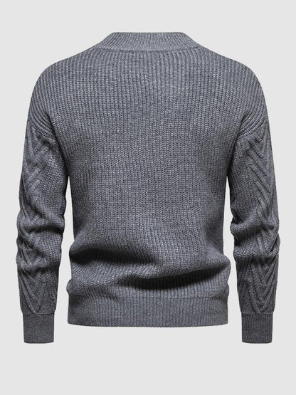 Einfarbiger, lässiger Jacquard-Pullover mit halbem Rollkragen für Herren