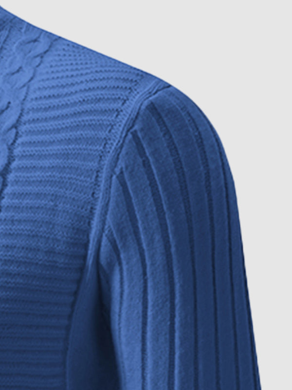 Herrenpullover mit geometrischem Twist und schmalem Stehkragen