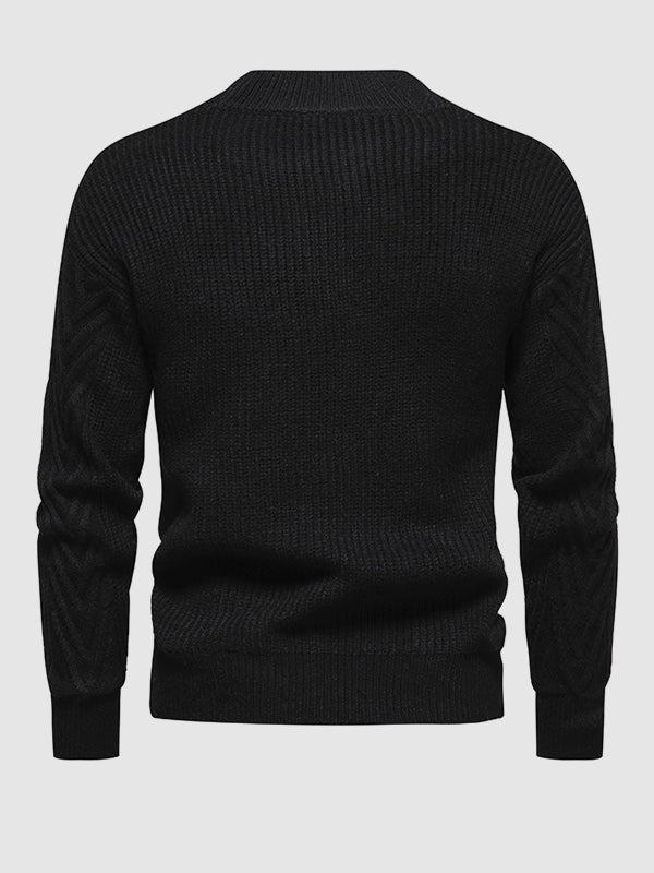 Einfarbiger, lässiger Jacquard-Pullover mit halbem Rollkragen für Herren