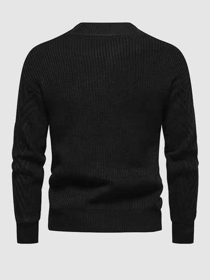 Einfarbiger, lässiger Jacquard-Pullover mit halbem Rollkragen für Herren