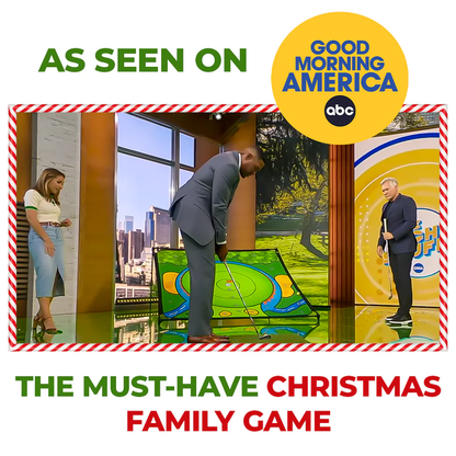 Battle Golf Game - Dual-Sided Mat, Realistic Course Design & Scoring System, Adjustable Height Clubs - Thick Grass-Like Chipping Mat for Indoor/Outdoor Family Golf Activity