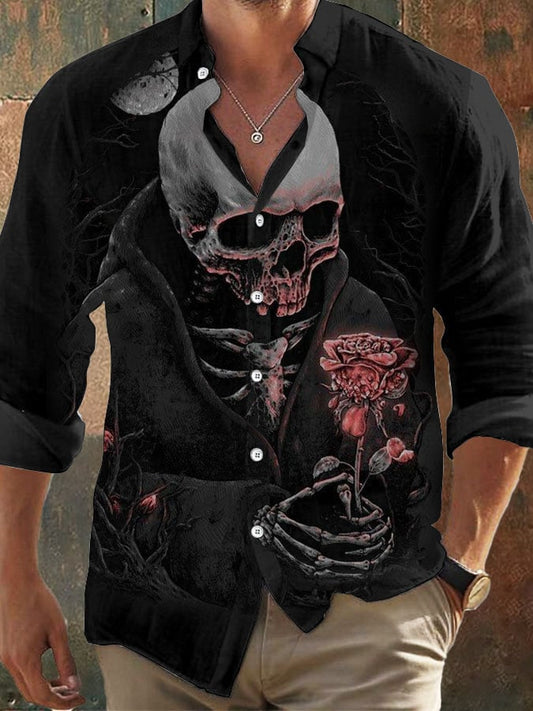 Herren Vintage Skull Faith Langarmhemd 