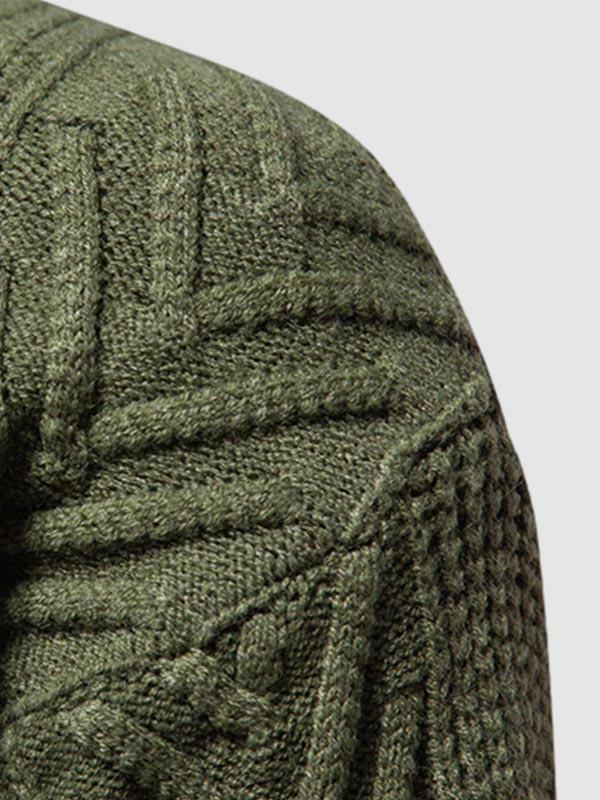 Einfarbiger, lässiger Jacquard-Pullover mit halbem Rollkragen für Herren