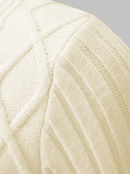 Einfarbiger, geometrischer Pullover mit schmalem Stehkragen für Herren