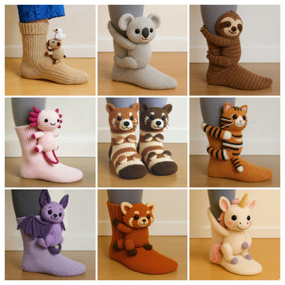 Festive Christmas Socks - 3D Knit Animal Socks