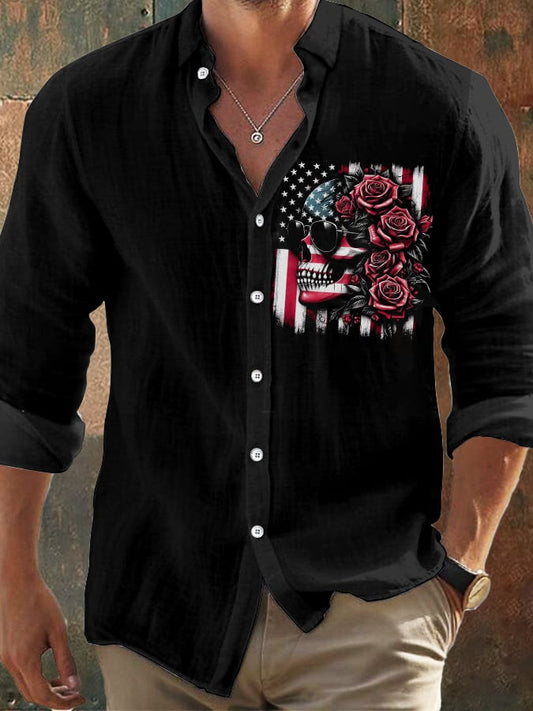Herren Vintage Skull Faith Langarmhemd 