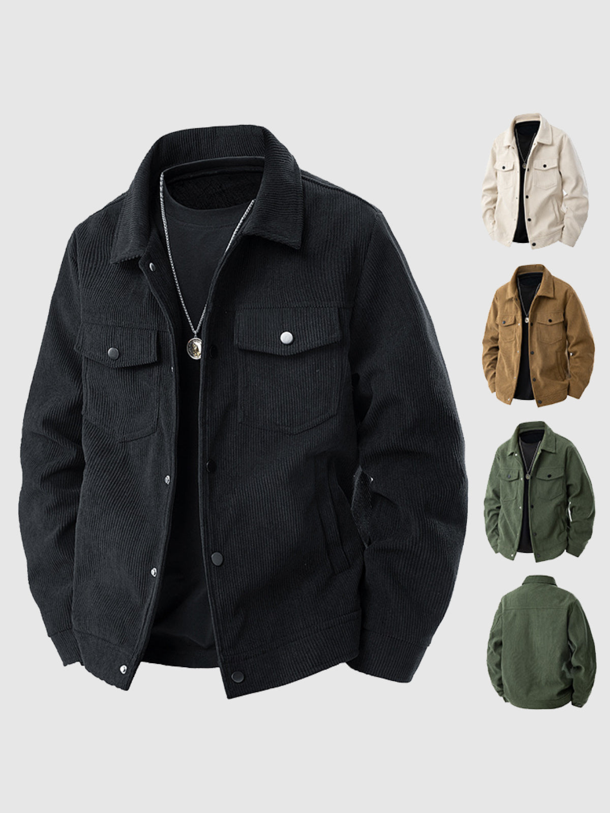 Men's corduroy versatile casual cargo jacket