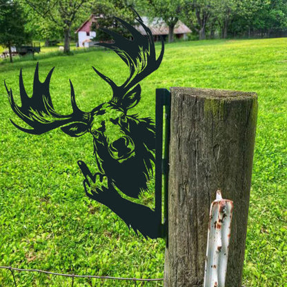 Animal metal art showing middle finger
