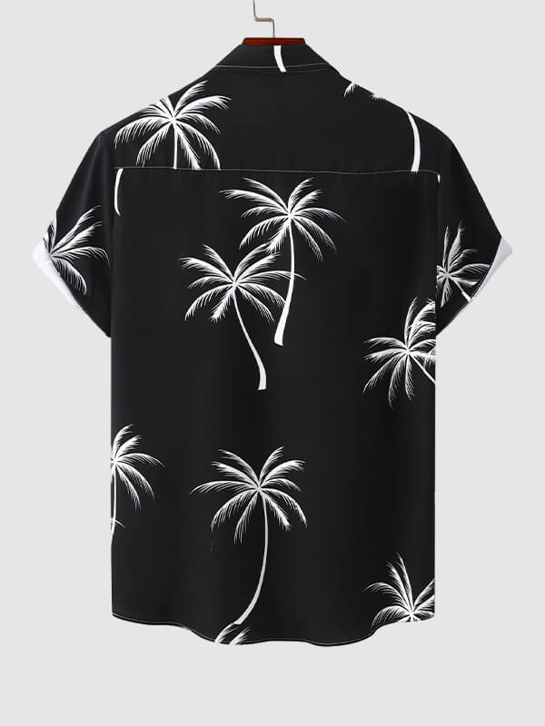 Herren-Resort-Kurzarmhemd mit Hawaii-Blumendruck