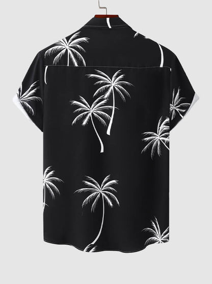 Herren-Resort-Kurzarmhemd mit Hawaii-Blumendruck
