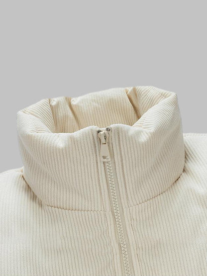 Men's solid color waffle corduroy padded jacket